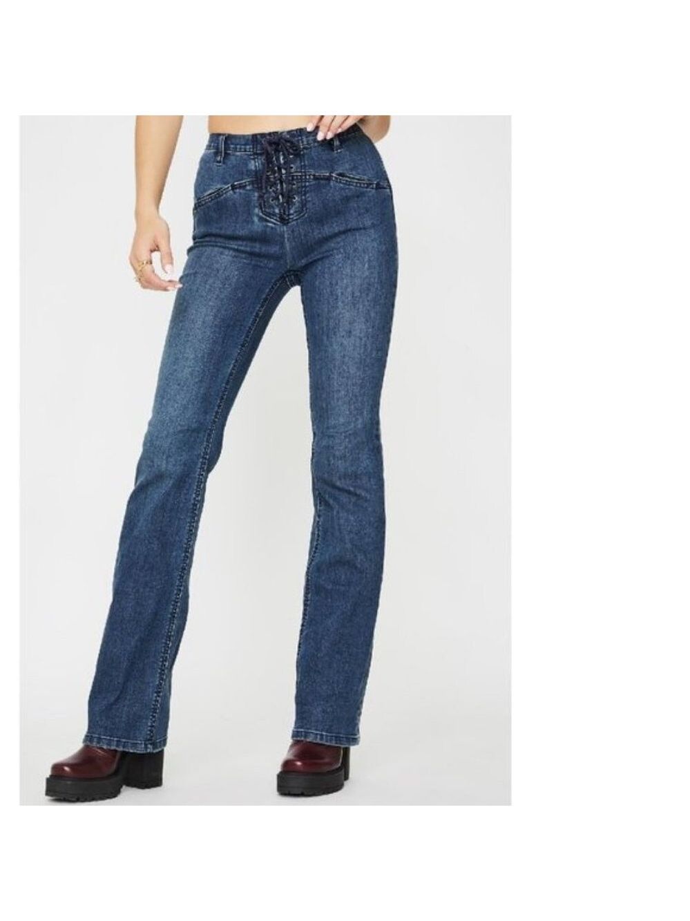 Free People Eva Lace-Up Bootcut Jeans